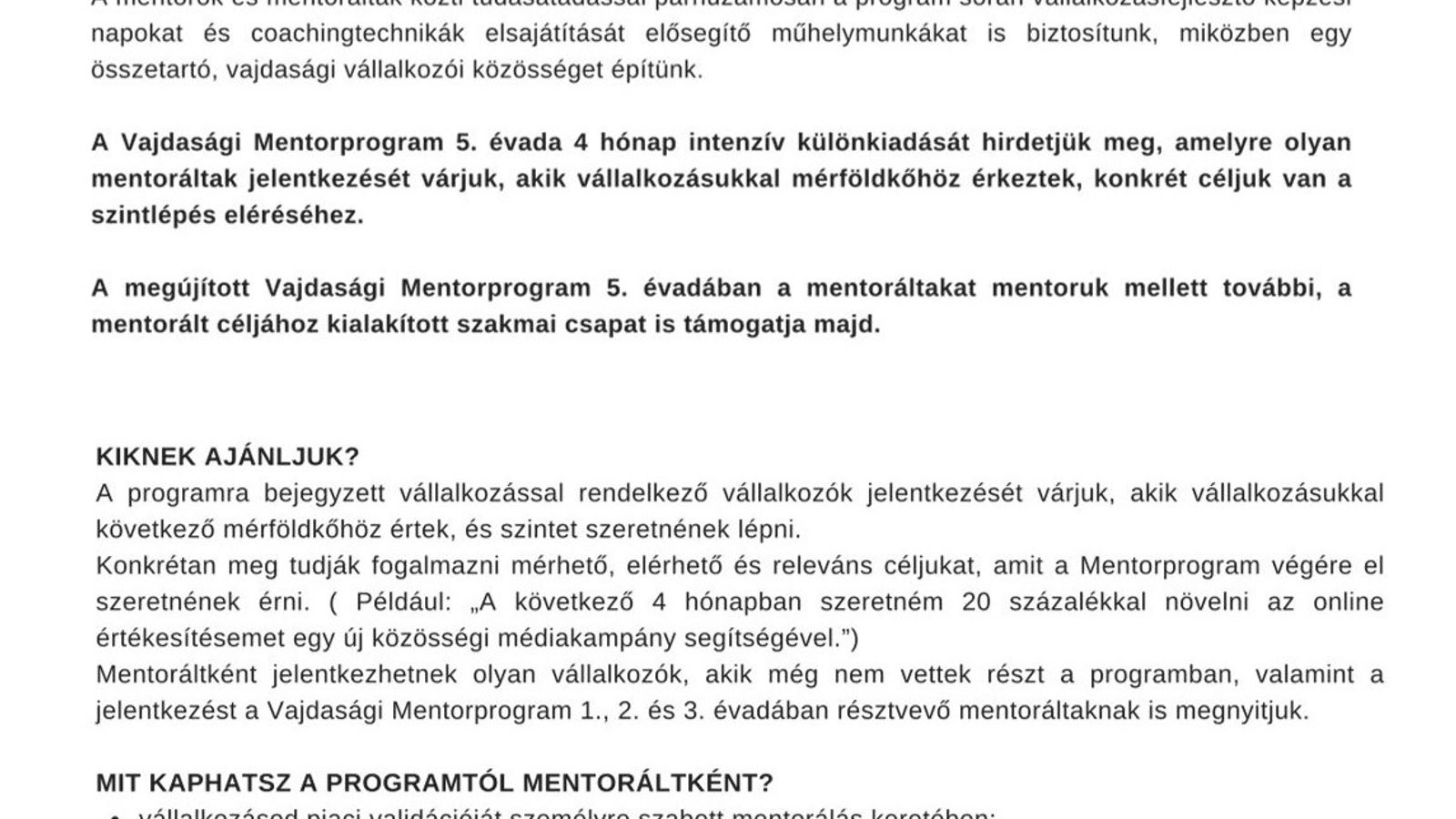 INDUL A VAJDASÁGI MENTORPROGRAM 5. ÉVADA!